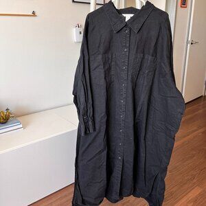 Size 4XL Black H&M Shirt Dress Long Black Linen Shirt Dress